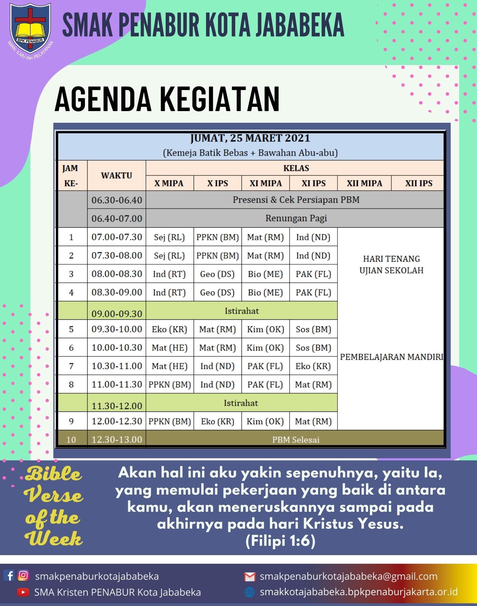 Agenda Kegiatan - Jumat, 26 Maret 2021