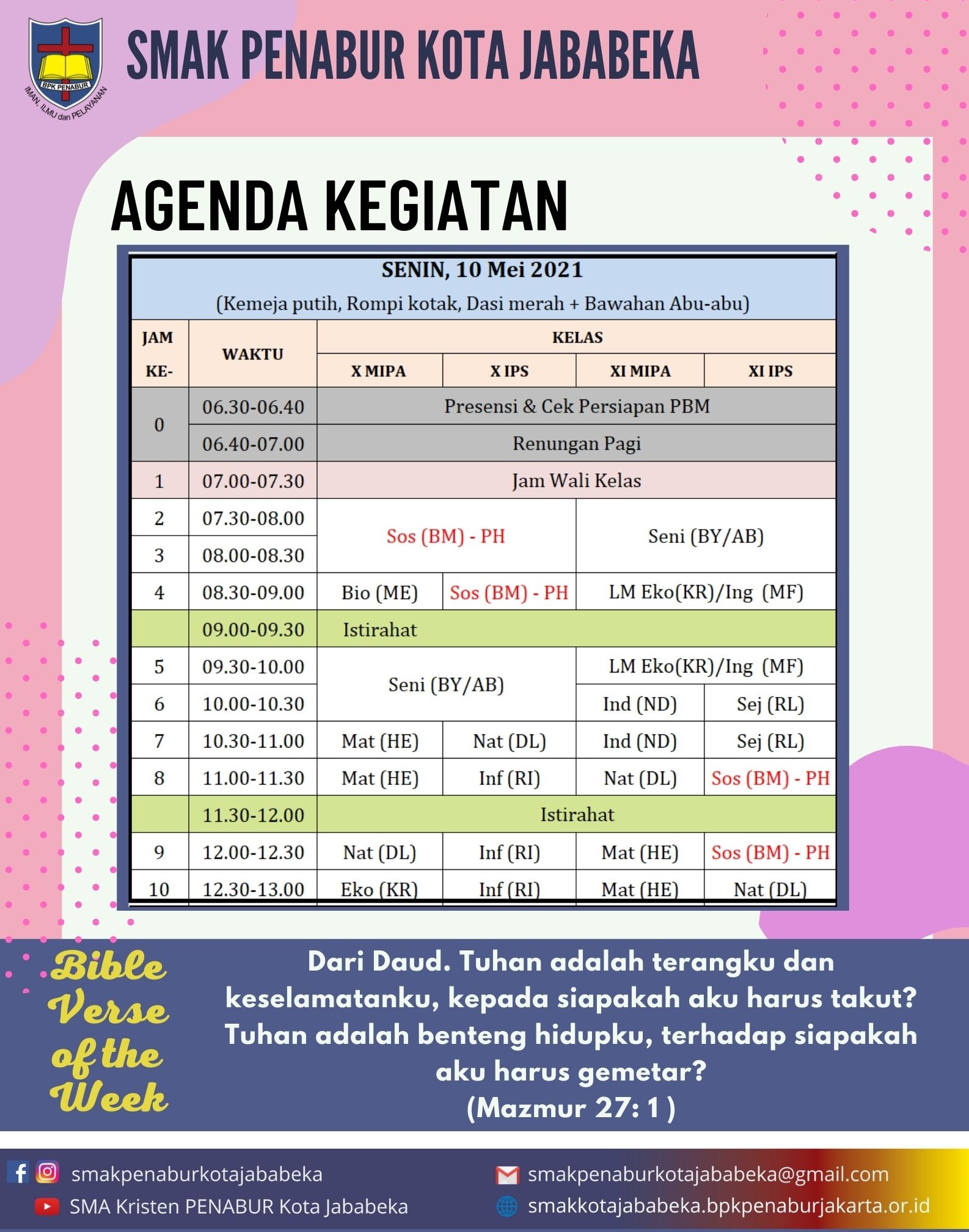 AGENDA KEGIATAN - Senin, 10 Mei 2021