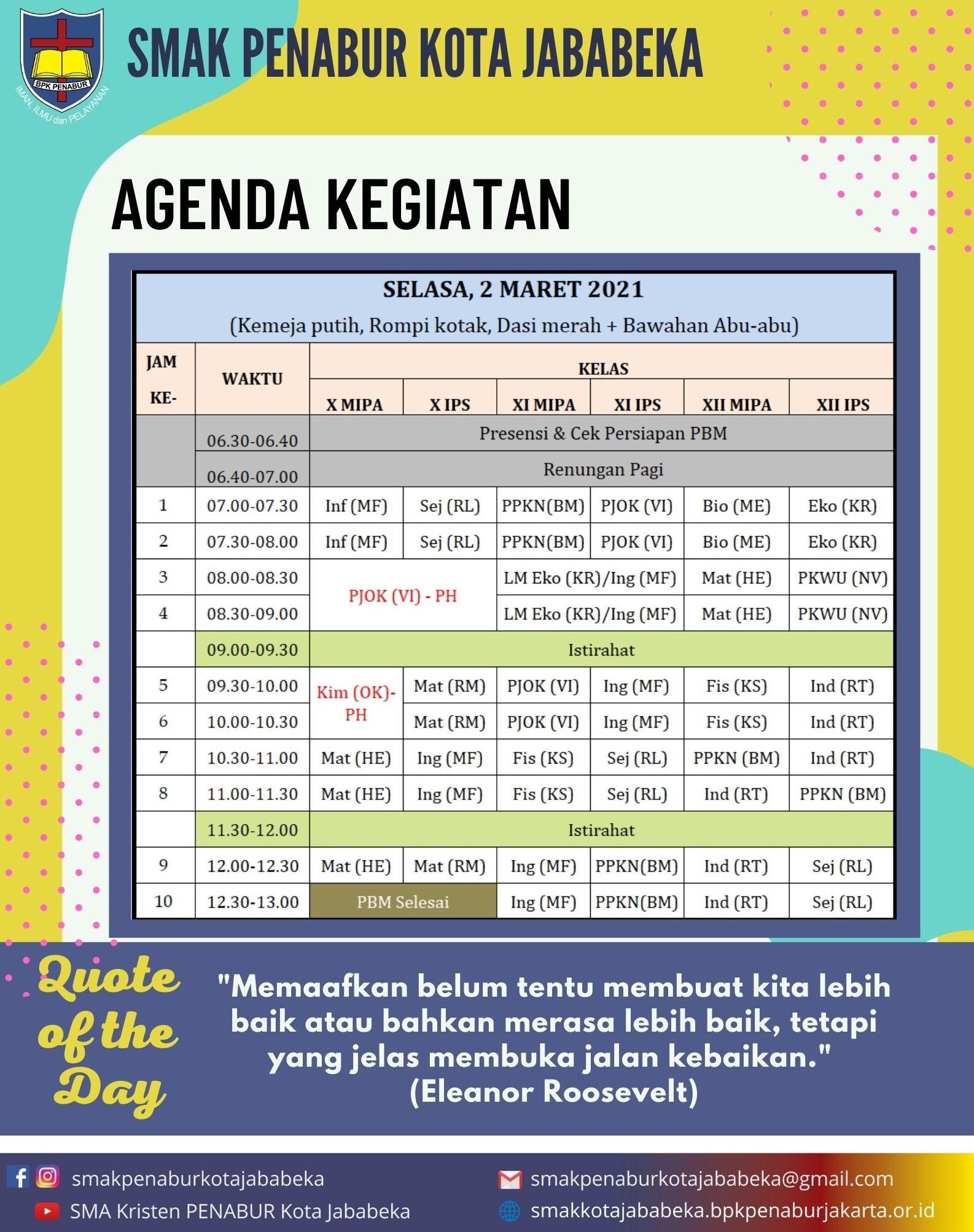 Agenda Kegiatan - Selasa, 2 Maret 2021