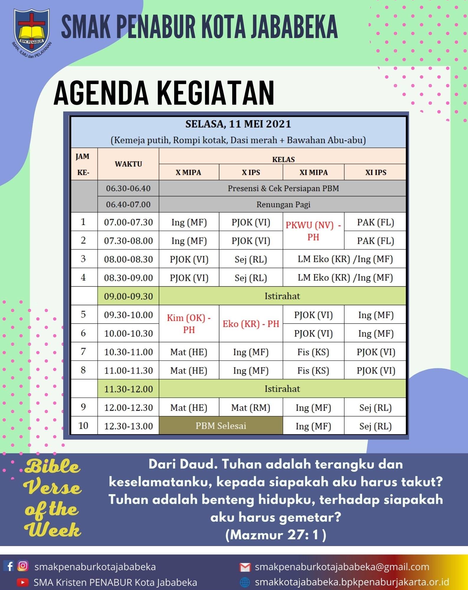 AGENDA KEGIATAN - Selasa, 11 Mei 2021