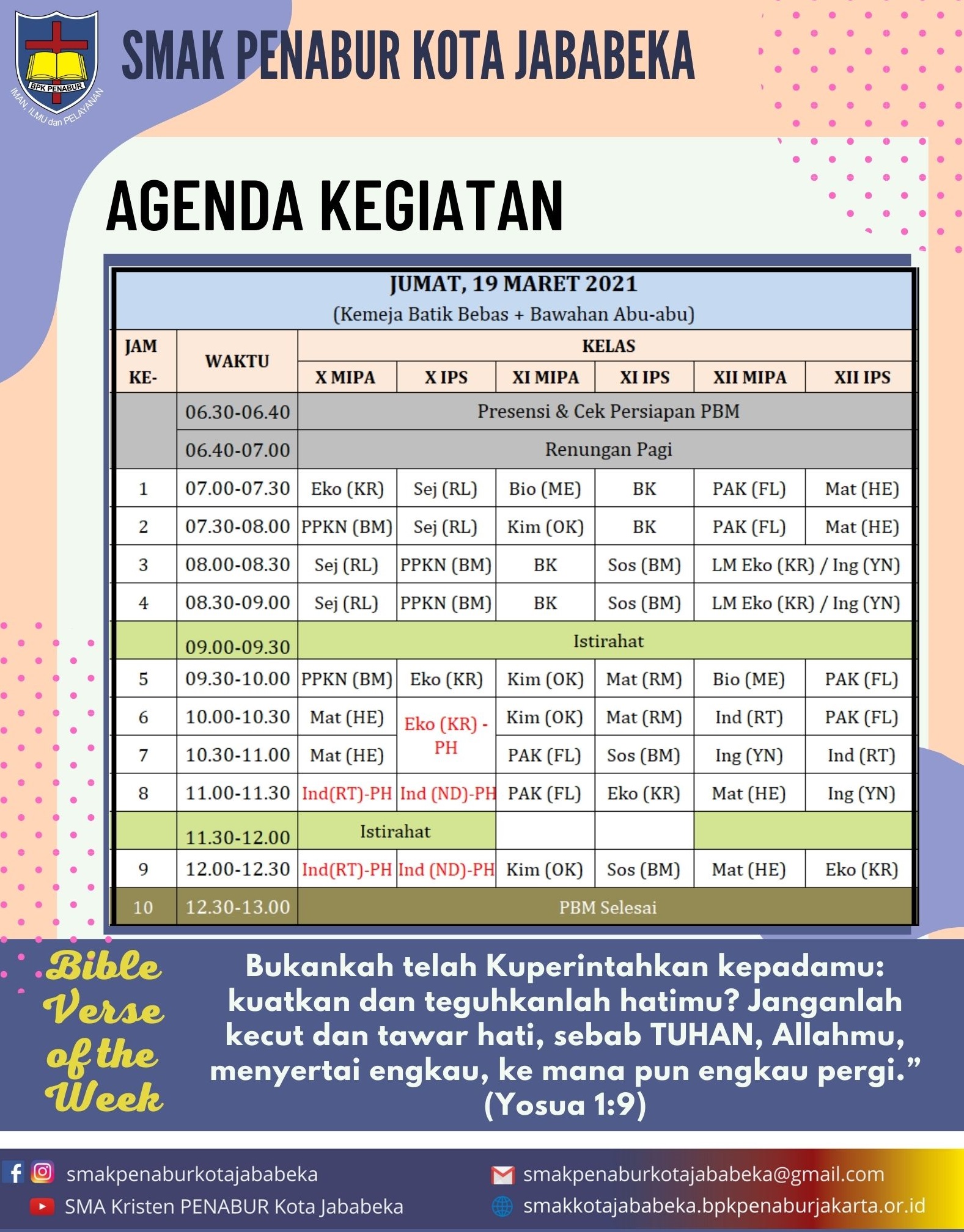 Agenda Kegiatan - Jumat, 19 Maret 2021