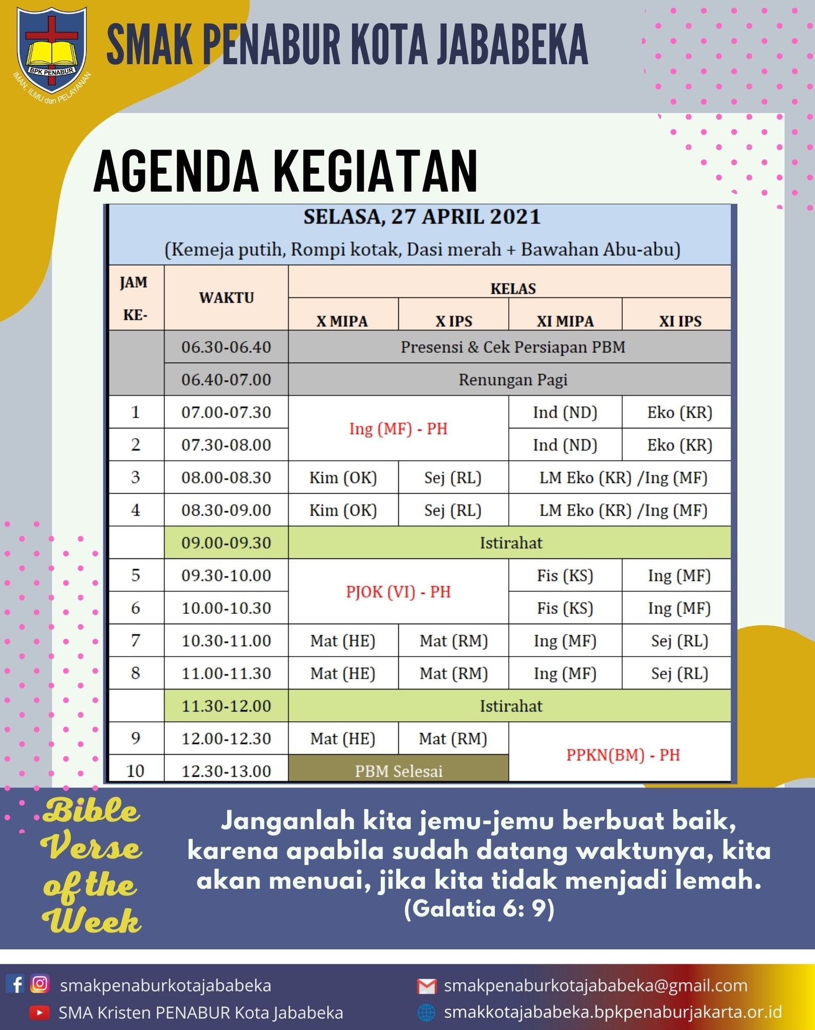 AGENDA KEGIATAN - Selasa, 27 April 2021