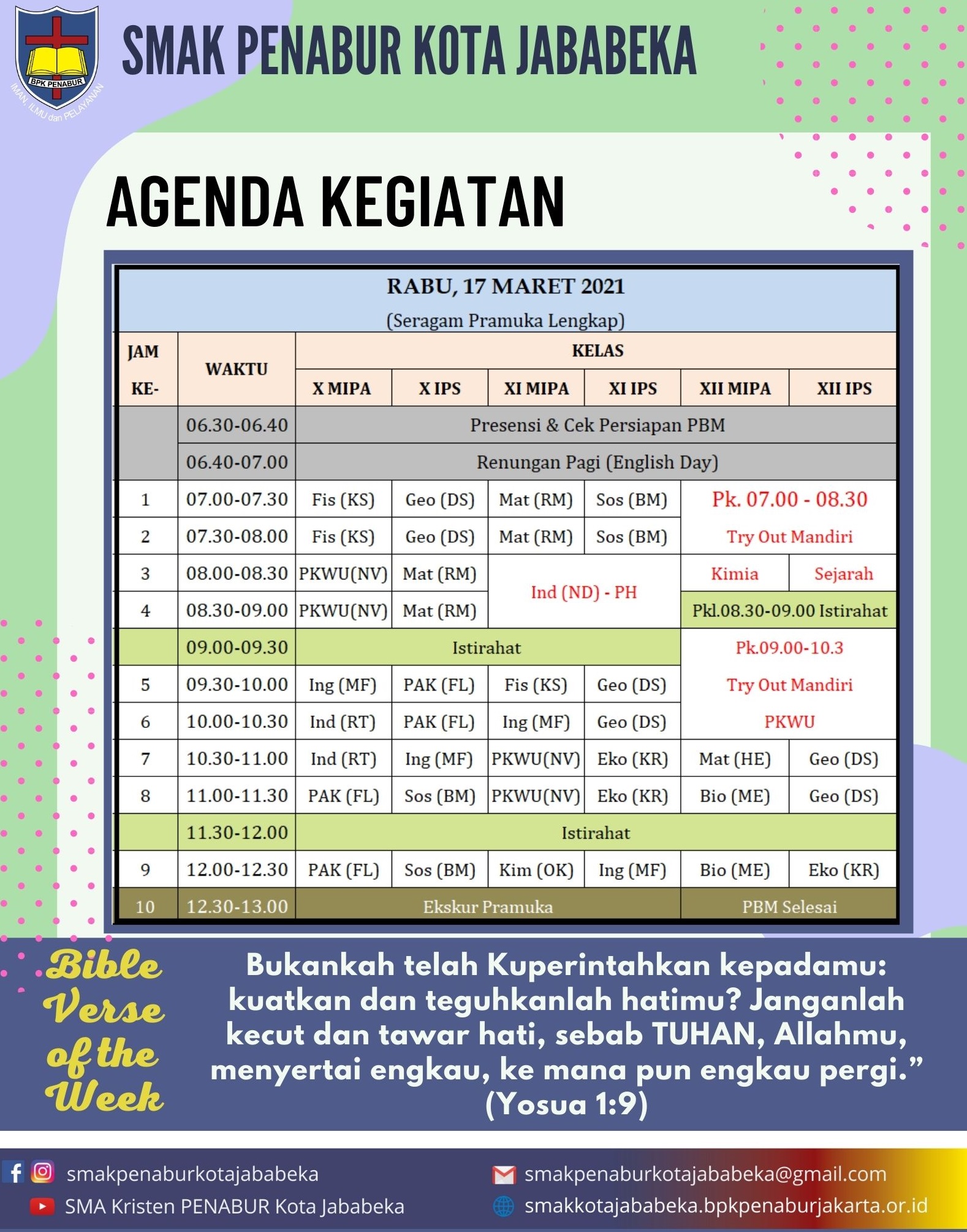 Agenda Kegiatan - Rabu, 17 Maret 2021