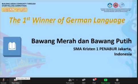 1st Winner Story Telling with German Language at SEAMEO QITEP LANGUAGE