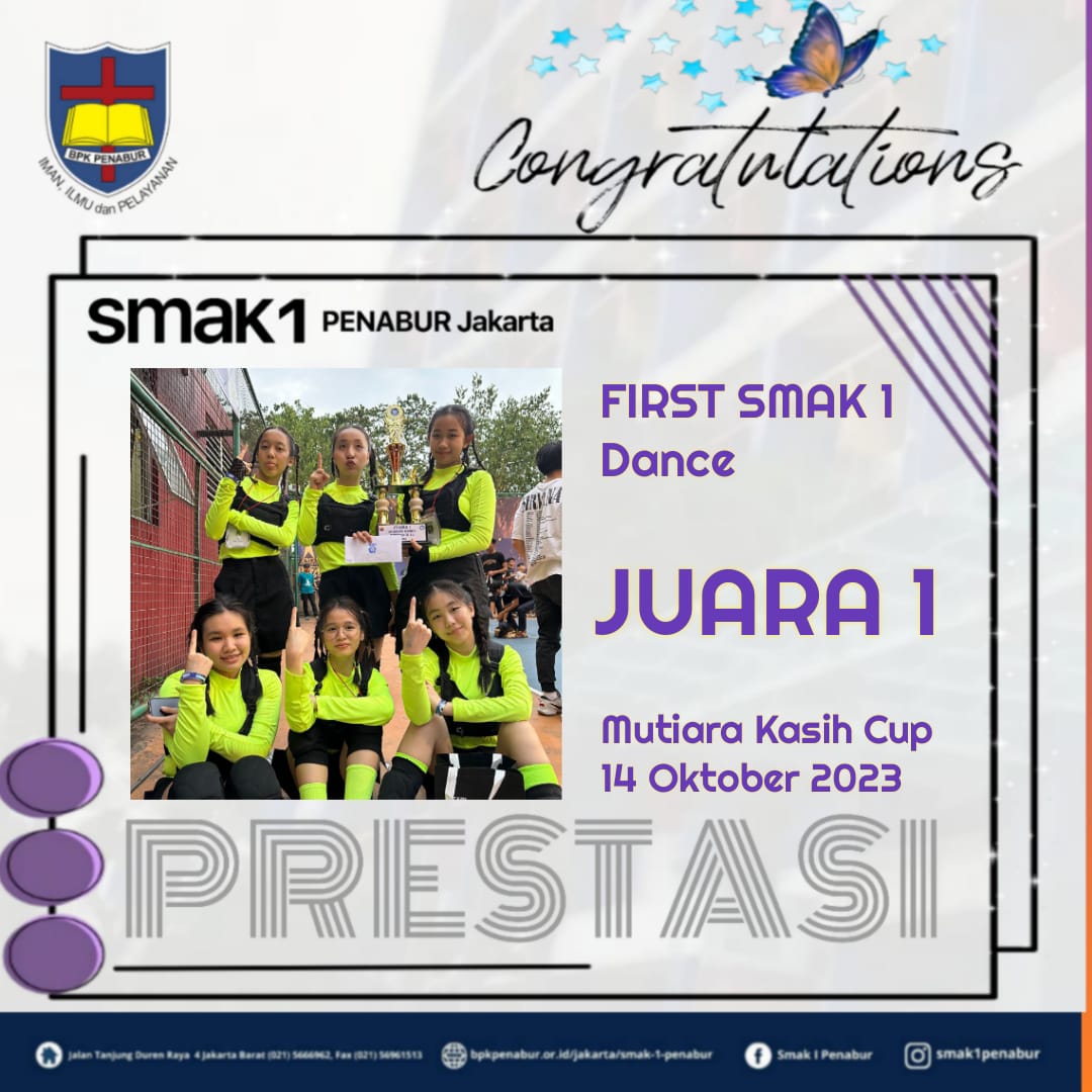 Prestasi Tim First Dance SMAK 1 PENABUR JAKARTA Juara 1 di Mutiara Kasih Cup 2023