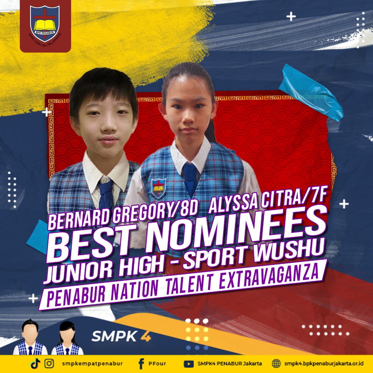 PENABUR NATION TALENT EXTRAVAGANZA : Bernard Gregory (8D) dan Alyssa Citra (7F) - BEST NOMINEES