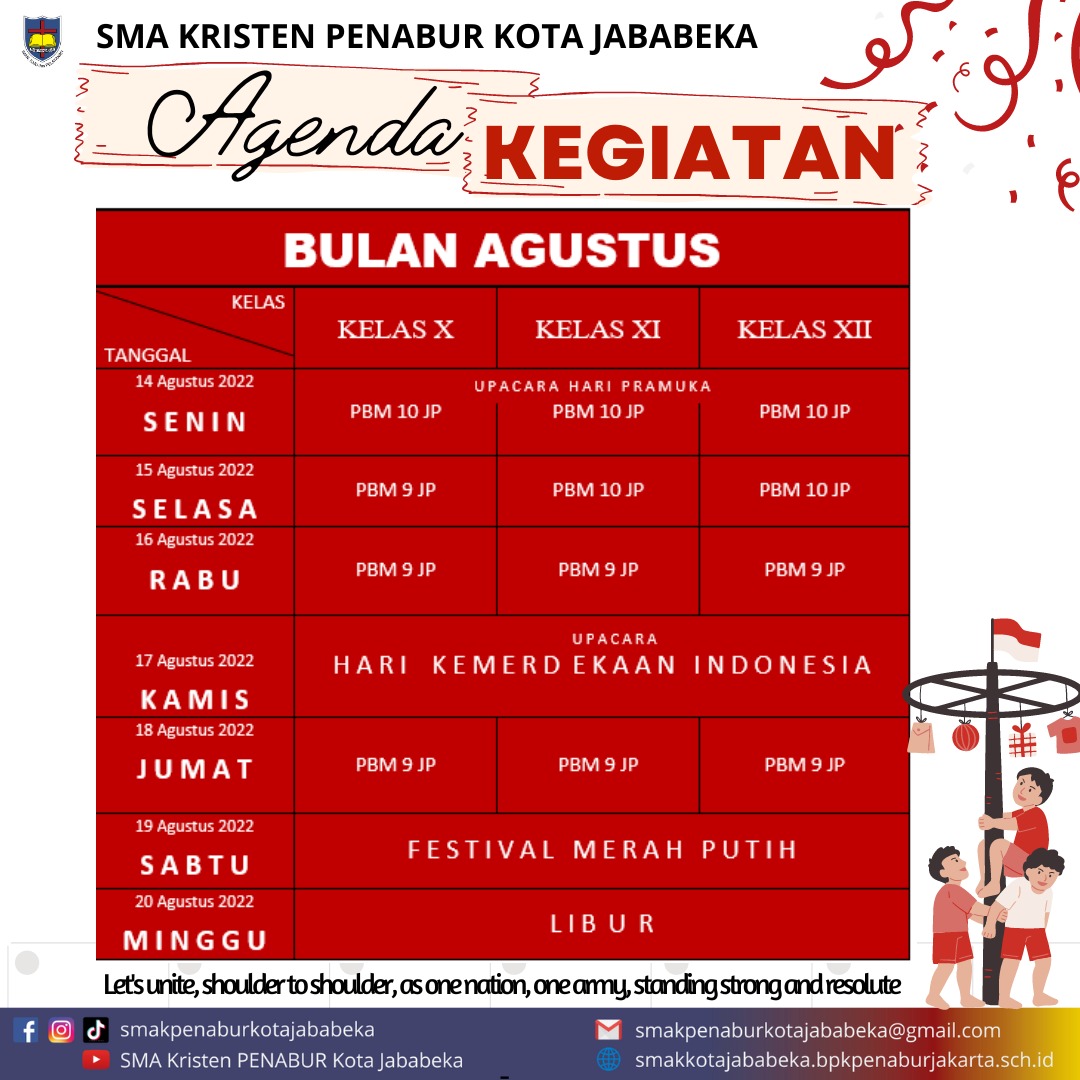 Jadwal Mingguan : 14 Agustus - 20 Agustus 2023