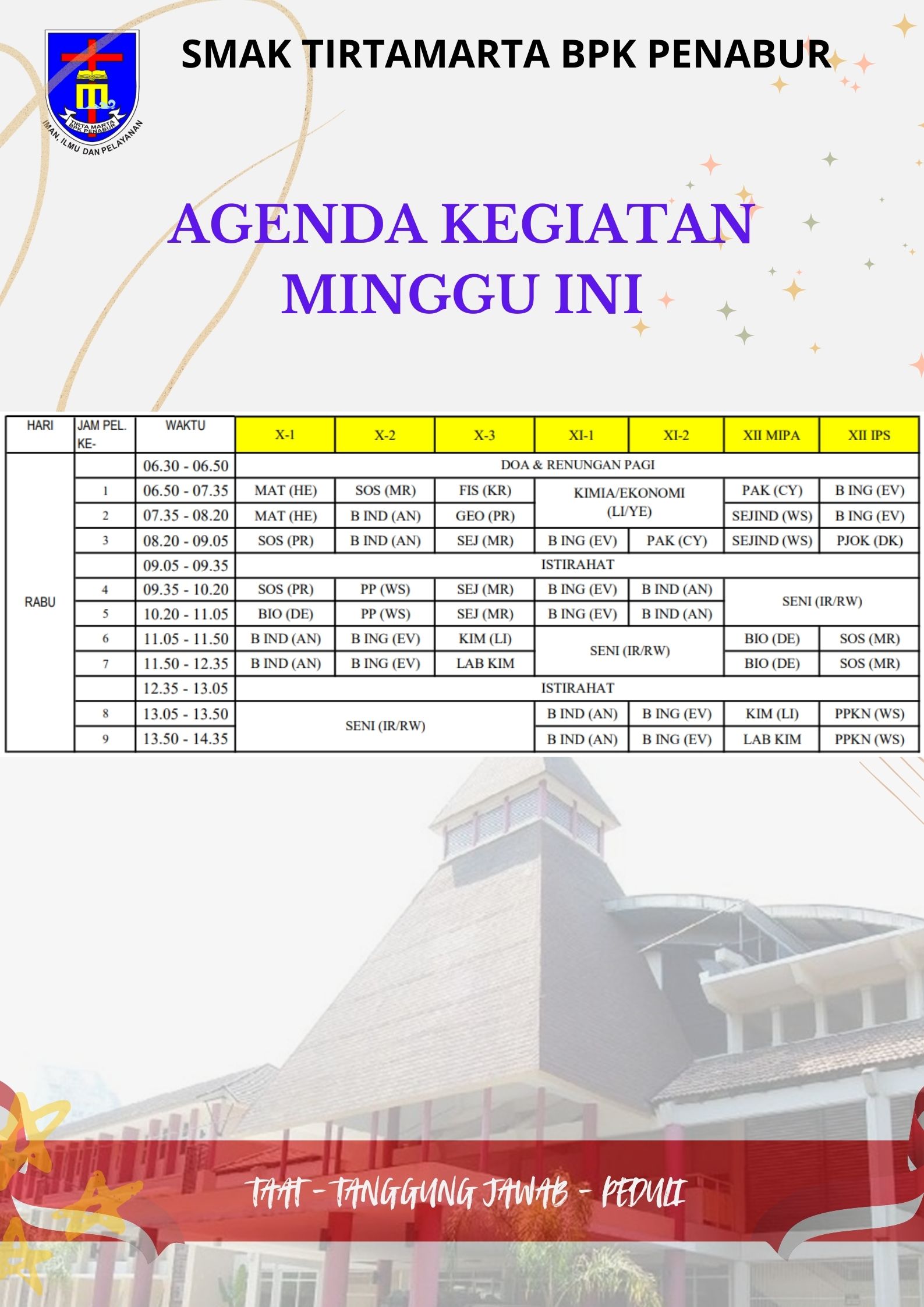 Jadwal Rabu, 28 Agustus 2024