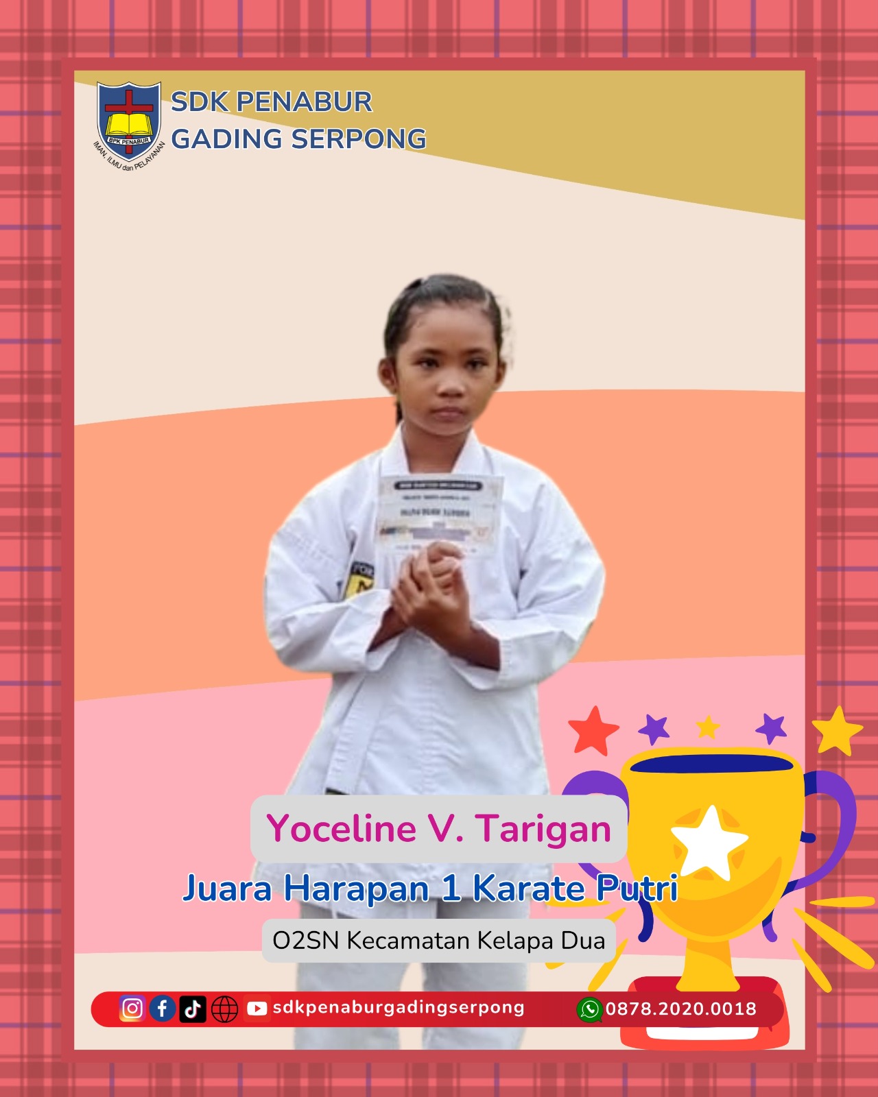 JUARA HARAPAN I KARATE PUTRI O2SN KECAMATAN KELAPA DUA