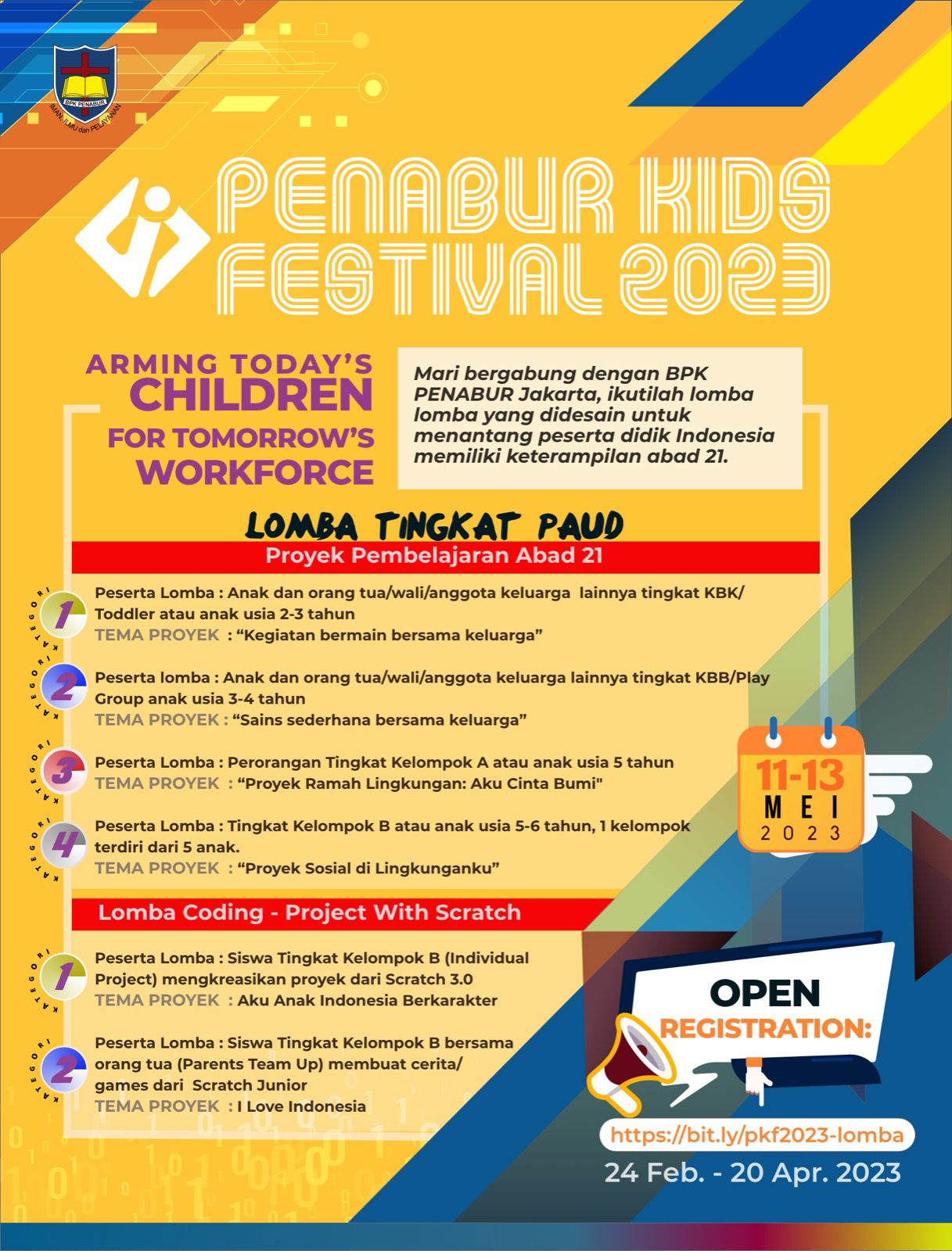 PENABUR Kids Festival 2023 "Arming Today's Children for Tomorrow's Workforce" Tingkat PAUD