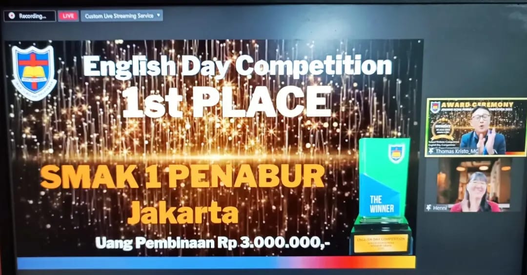 Prestasi Juara 3 Lomba Web dan Juara 1 Lomba English Day competition SMAK 1  PENABUR Tingkat SLTAK PENABUR Jakarta 2023