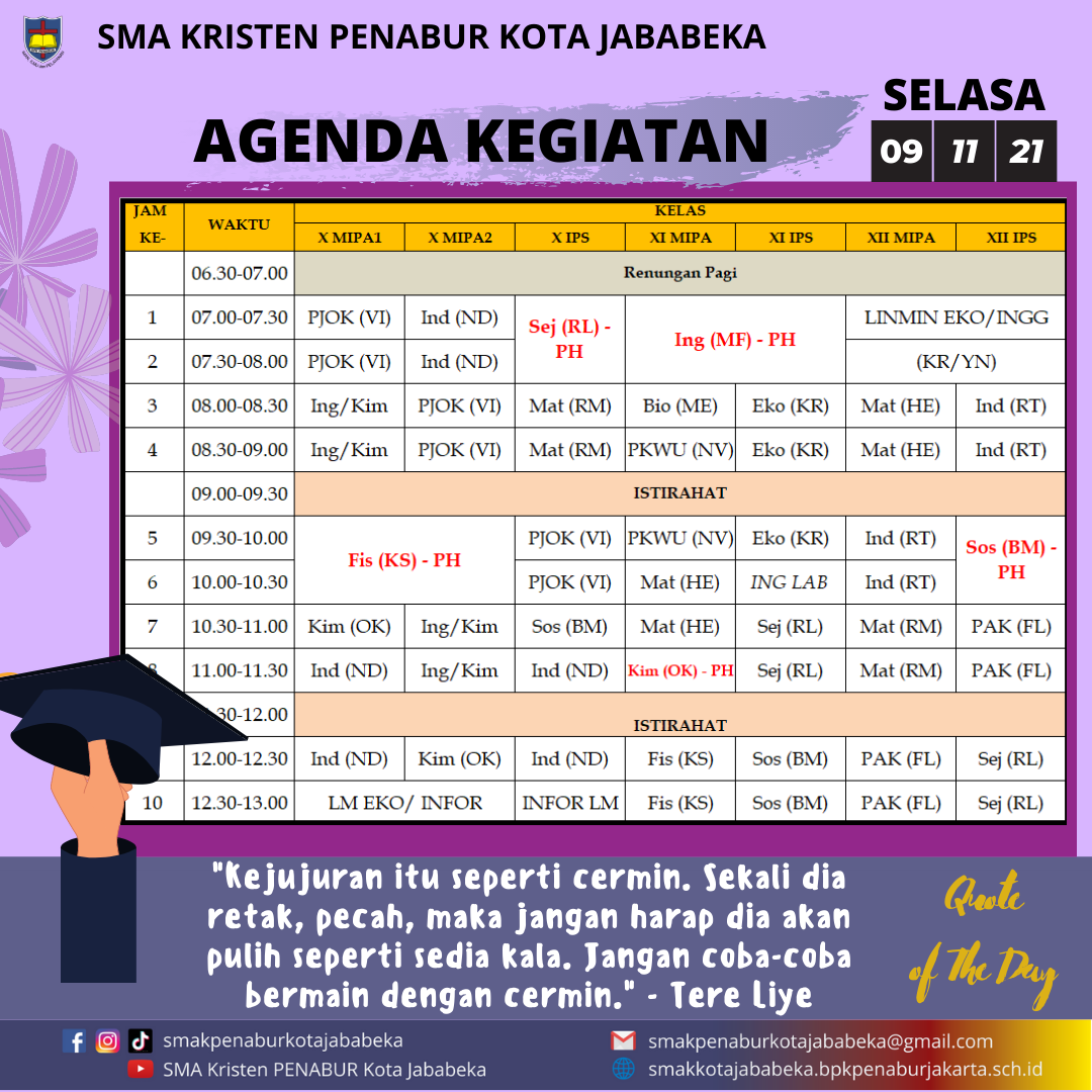 AGENDA KEGIATAN - Selasa, 9 November 2021