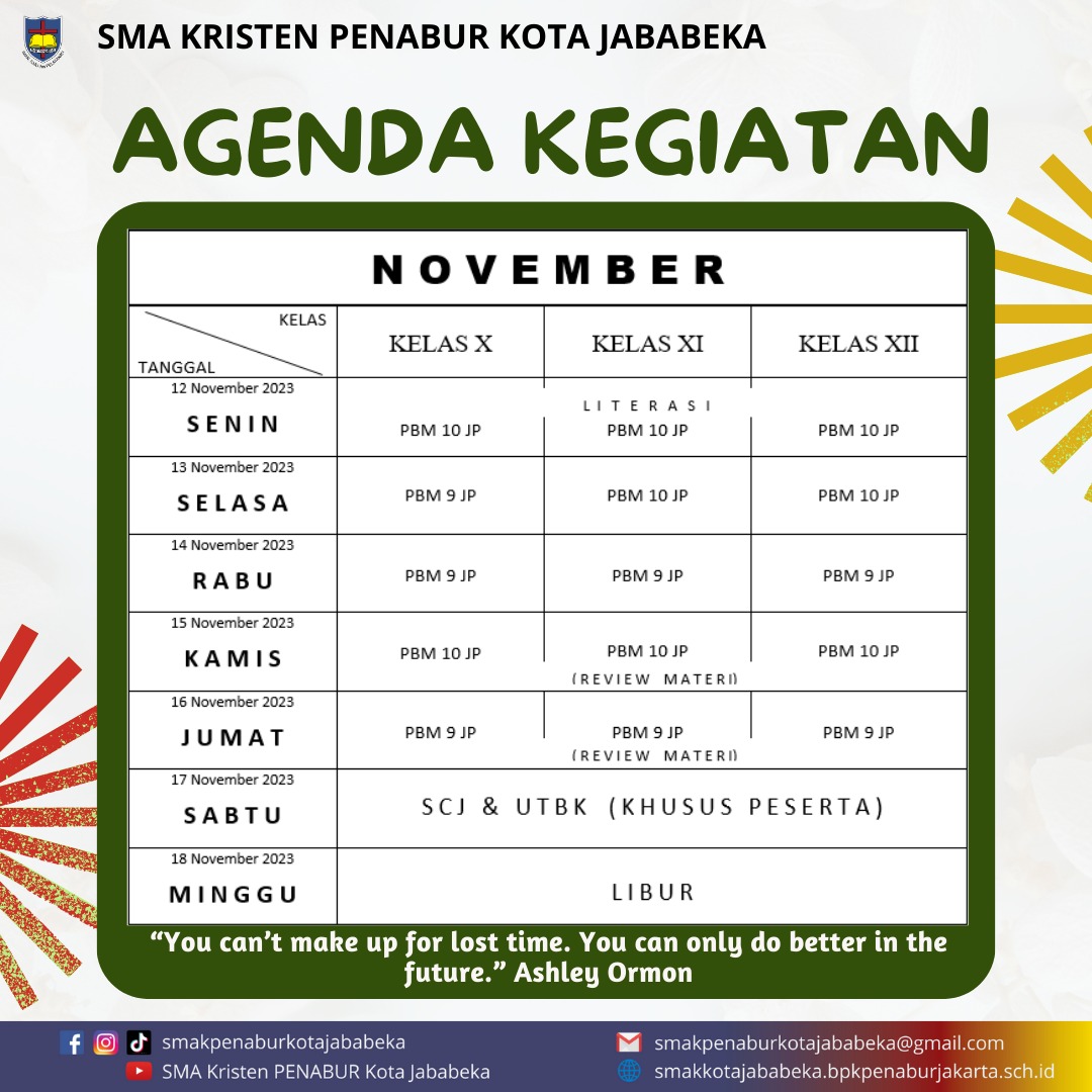 Jadwal Mingguan : 12 November  - 18 November 2023 (1)