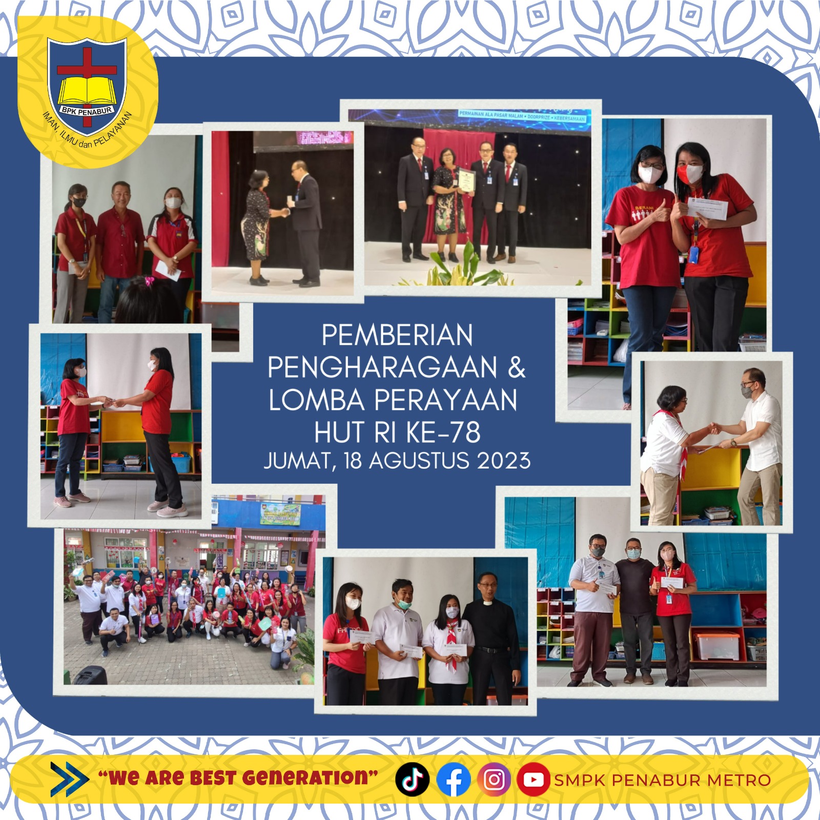 RENUNGAN BULANAN, PEMBERIAN PENGHARAGAAN & LOMBA HUT RI KE-78 (JUMAT, 18 AGUSTUS 2023)