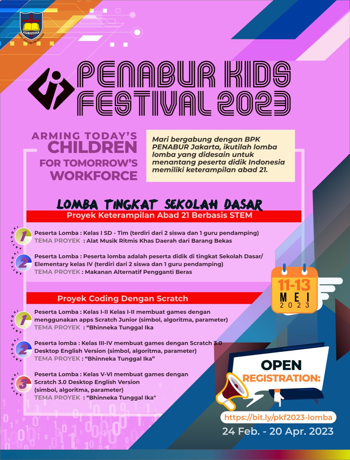 PENABUR Kids Festival 2023 "Arming Today's Children for Tomorrow's Workforce" Tingkat Sekolah Dasar