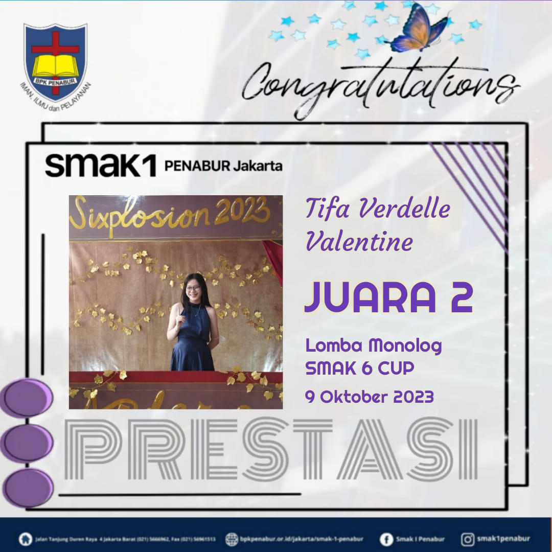 Prestasi Peserta Didik SMAK 1 PENABUR JAKARTA Meraih Juara 2 dalam Lomba Monolog di SMAK 6 Penabur Jakarta