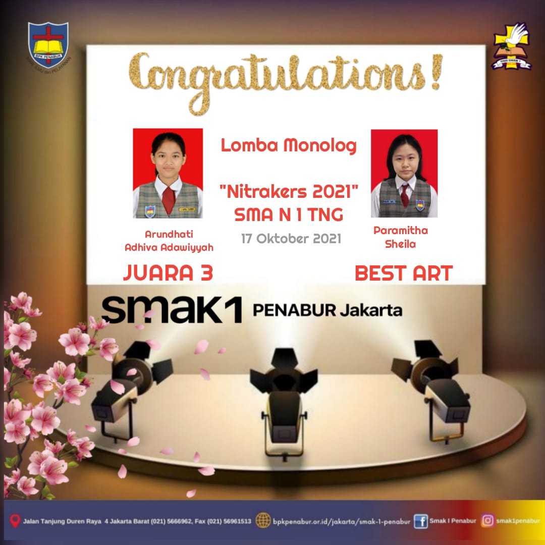Siswi SMAK 1 PENABUR Jakarta, juara 3 dari bidang seni