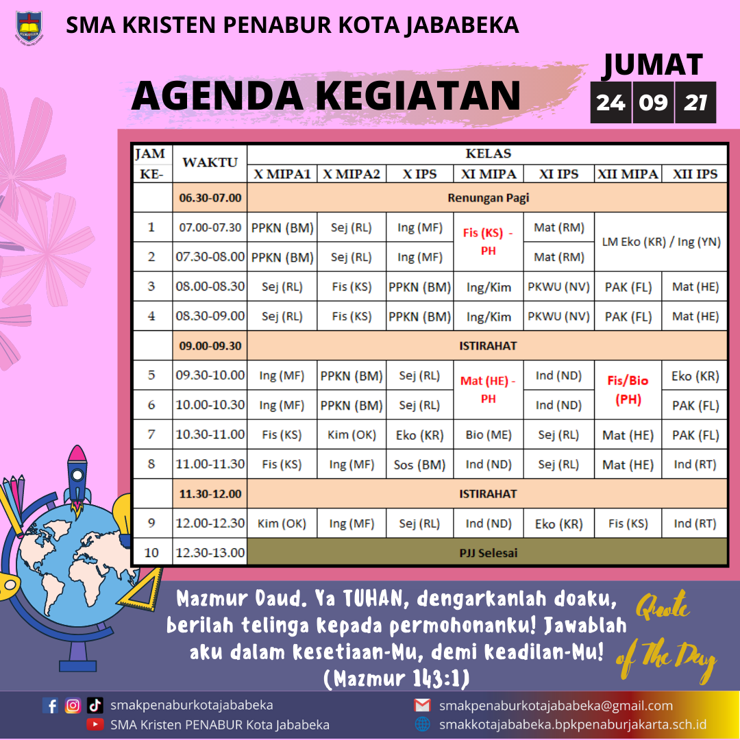 AGENDA KEGIATAN - Jumat, 24 September 2021