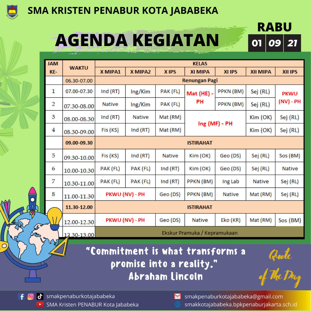 AGENDA KEGIATAN - Rabu, 1 September 2021