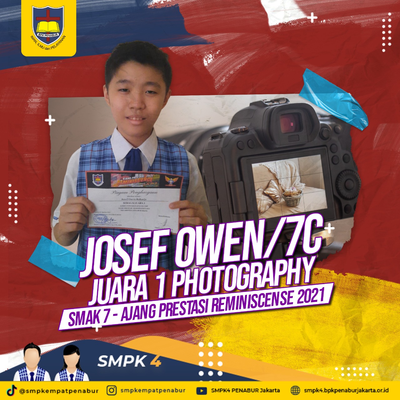 SMAK 7 - AJANG PRESTASI REMINISCENSE 2021 : Josef Owen (7C) - JUARA 1 PHOTOGRAPHY