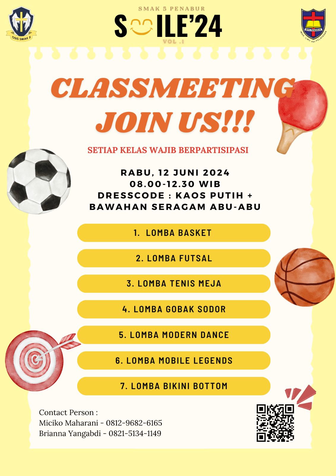 Classmeeting SMILE SMAK 5 PENABUR Jakarta