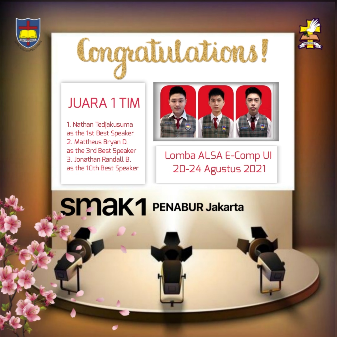 SMAK 1 PENABUR Jakarta Juara 1 Tim di Lomba English Debate ALSA E-Comp 2021