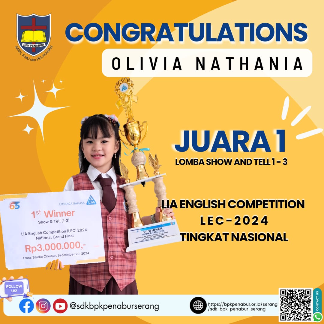 Juara 1 Lomba Show and Tell LIA English Competition (LEC 2024) Tingkat NASIONAL