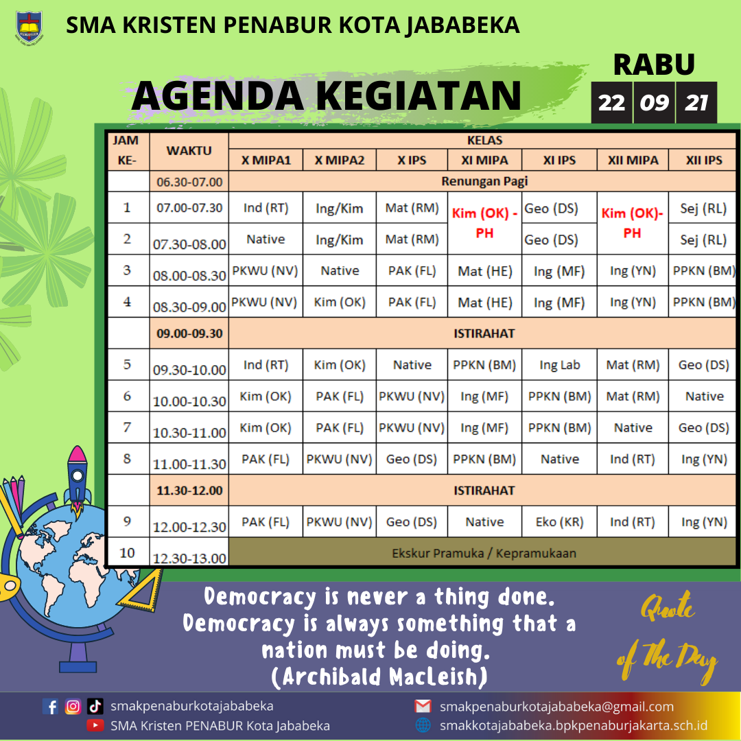 AGENDA KEGIATAN - Rabu, 22 September 2021