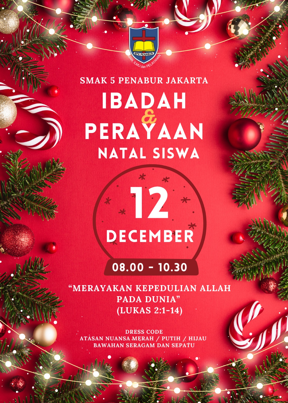Ibadah dan Perayaan Natal Siswa SMAK 5 PENABUR Jakarta 2023