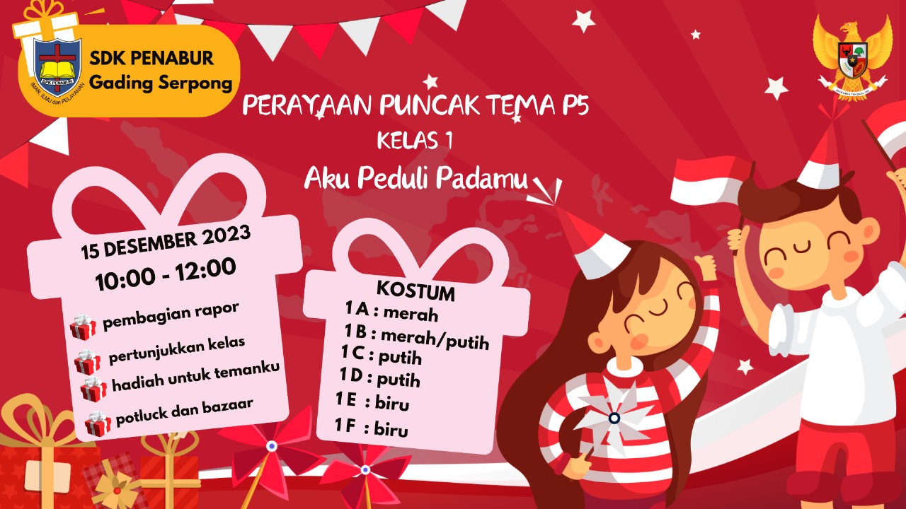 PERAYAAN PUNCAK TEMA P5 KELAS 1 : AKU PEDULI PADAMU