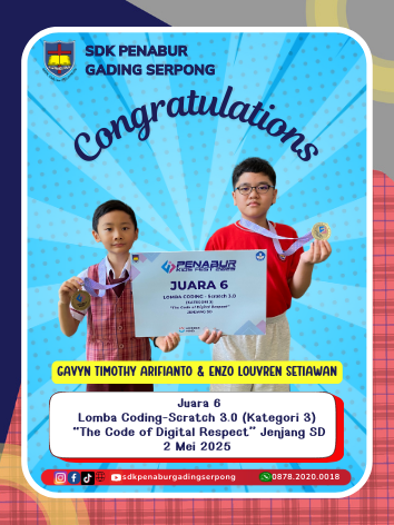 JUARA HARAPAN III LOMBA CODING SCRATCH 3..0 (KATEGORI C) JENJANG SD PENABUR