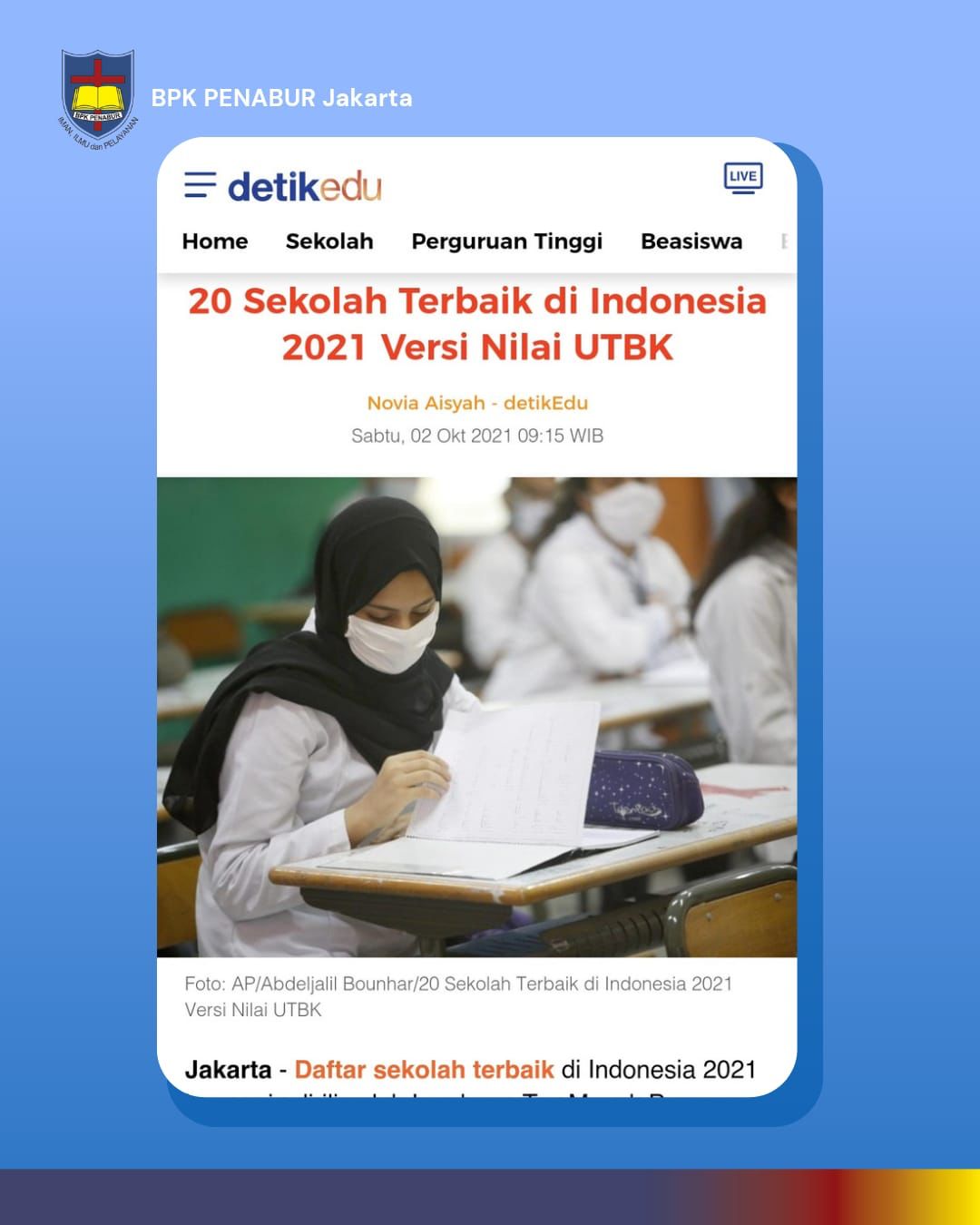 20 Sekolah Terbaik Di Indonesia 2021 Versi Nilai UTBK