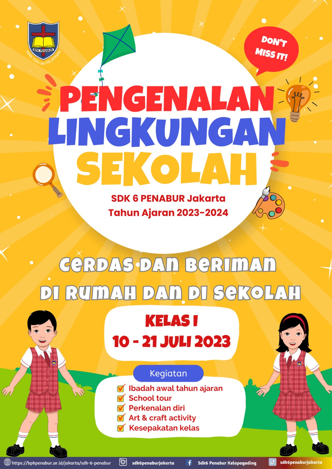 First Day School SDK 6 PENABUR Jakarta TP 2023/2024