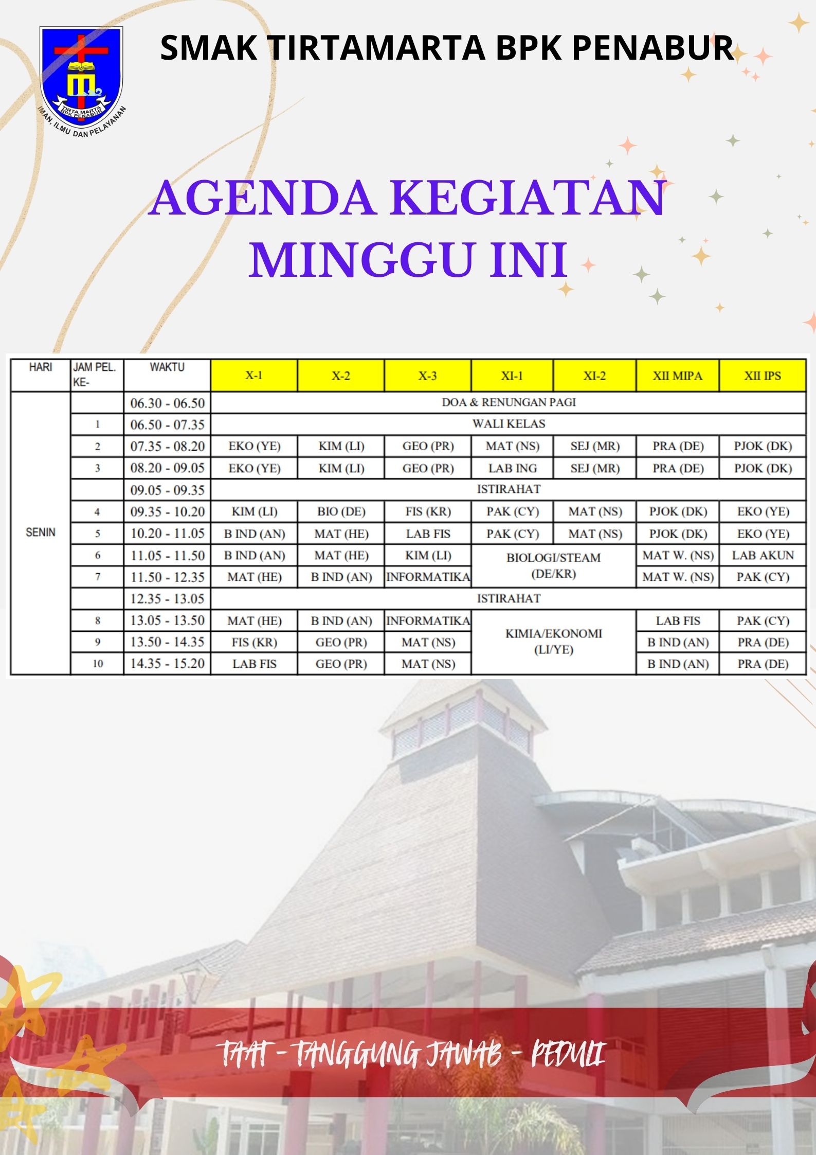 Jadwal Senin, 26 Agustus 2024