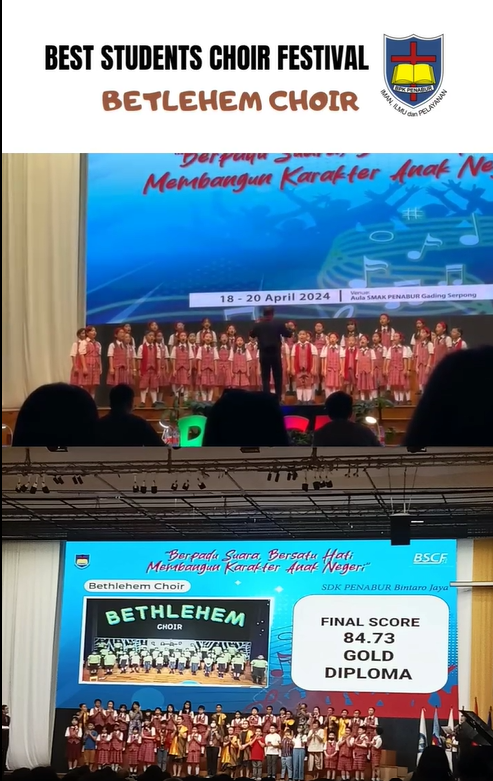 Mengucap syukur atas Betlehem Choir SDK PENABUR Bintaro Jaya meraih Gold Diploma pada BEST Students Choir Festival