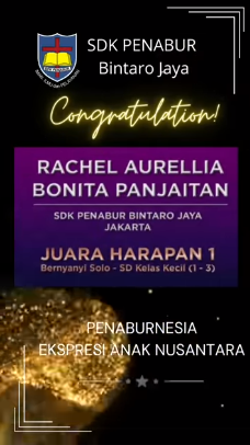 Mengucap syukur untuk prestasi, Felicia Angelica Emmanuela, Rachel Aurellia Bonita Panjaitan dan Ernellly Bethuelle Pietermoeri dalam mengikuti lomba *PENABURNESIA*Ekspresi Anak Nusantara