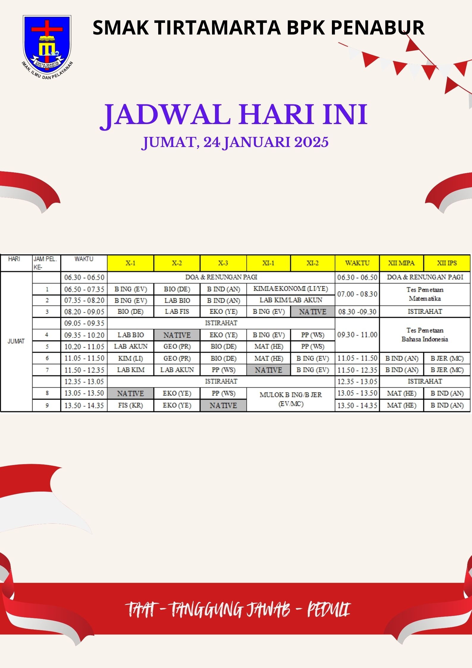 Jadwal Jumat, 24 Januari 2025