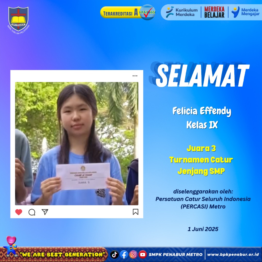 FELICIA EFFENDY JUARA 3 - PERCASI KOTA METRO (MINGGU, 1 JUNI 2025)