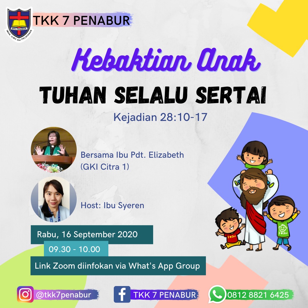 Ibadah Siswa TKK 7 Bulan September 2020 "Tuhan Selalu Sertai" With Pendeta Elizabeth GKI Citra 1