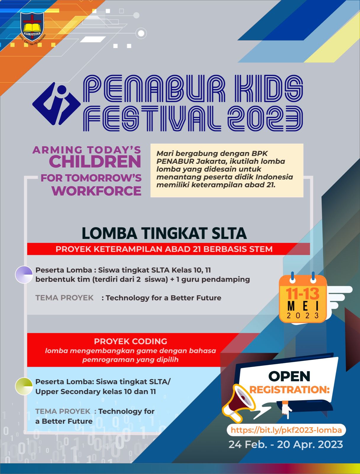 PENABUR Kids Festival 2023 "Arming Today's Children for Tomorrow's Workforce" Tingkat SLTA