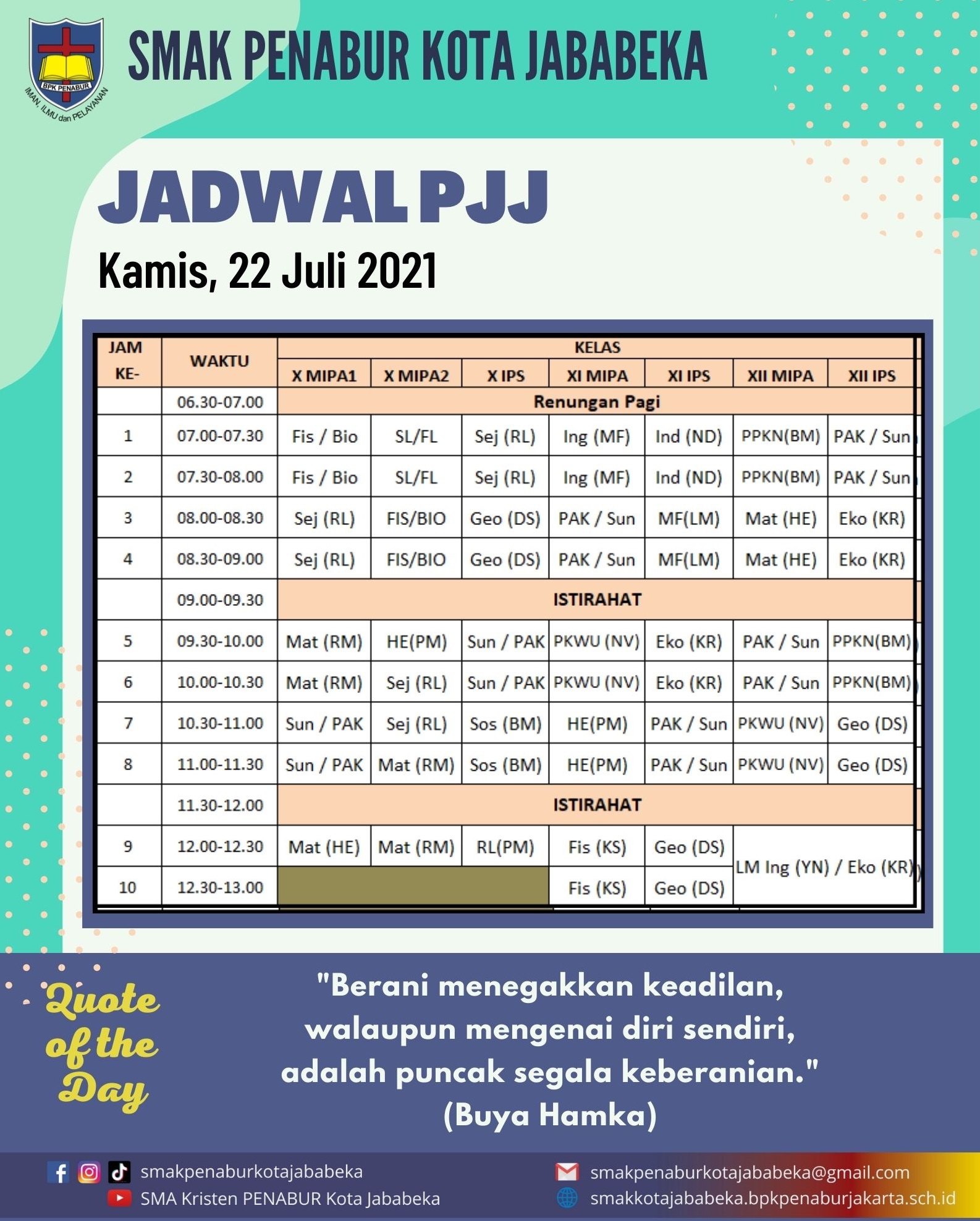 AGENDA KEGIATAN - Kamis, 22 Juli 2021