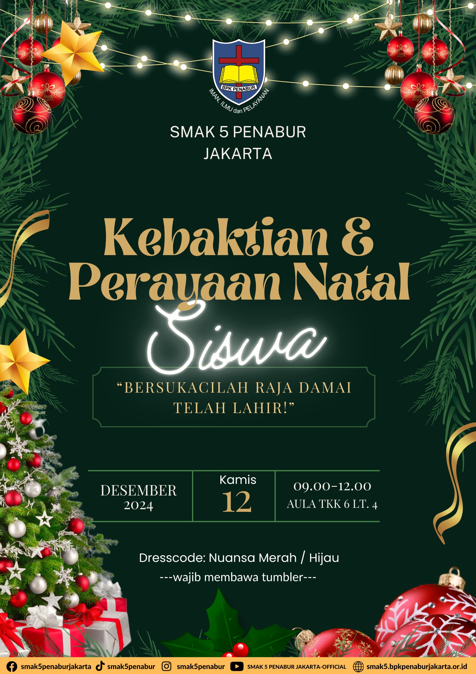 Kebaktian dan Perayaan Natal Siswa SMAK 5 PENABUR Jakarta 2024