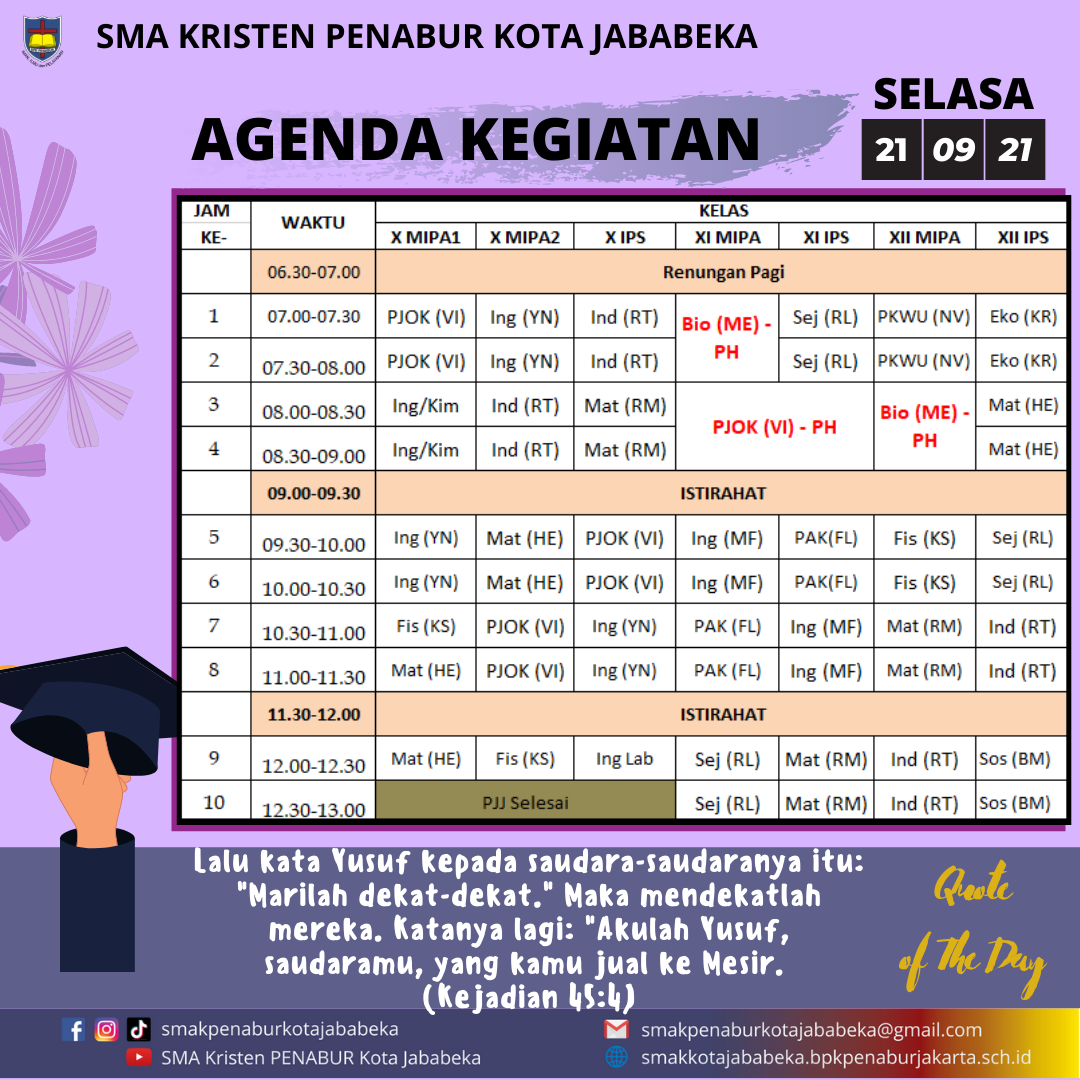 AGENDA KEGIATAN - Selasa, 21 September 2021