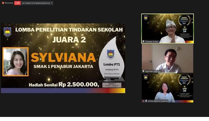 Ibu Sylviana Chrisyan S.E., M.M. meraih Juara 2 Lomba Penelitian Tindakan Sekolah yang diselenggarakan oleh PENABUR Jakarta
