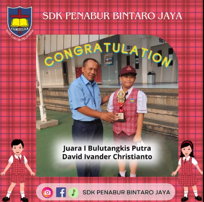 Mengucap syukur  David Ivander Christianto memperoleh juara I Bulutangkis Putra dalam Olimpiade Olahraga Siswa Nasional 2024, Tingkat Gugus