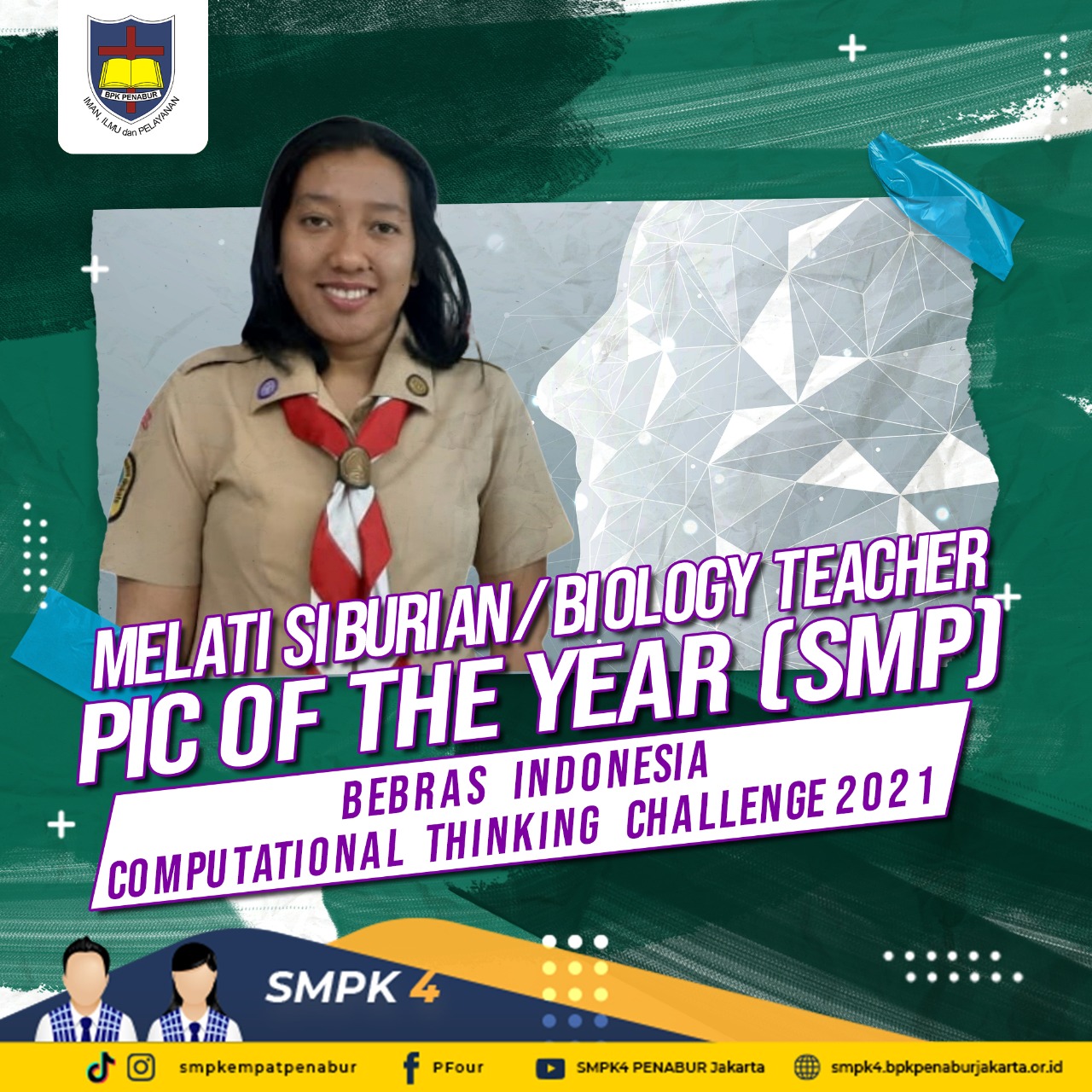 BEBRAS INDONESIA - COMPUTATIONAL THINKING CHALLENGE 2021 : Melati Siburian (Biology Teacher) - PIC OF THE YEAR