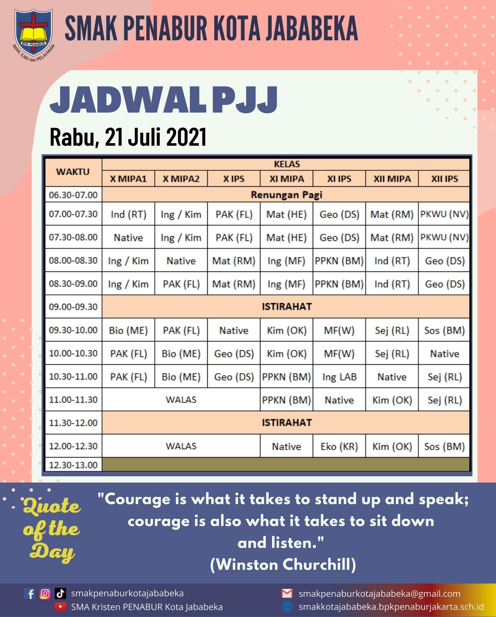 AGENDA KEGIATAN - Rabu, 21 Juli 2021