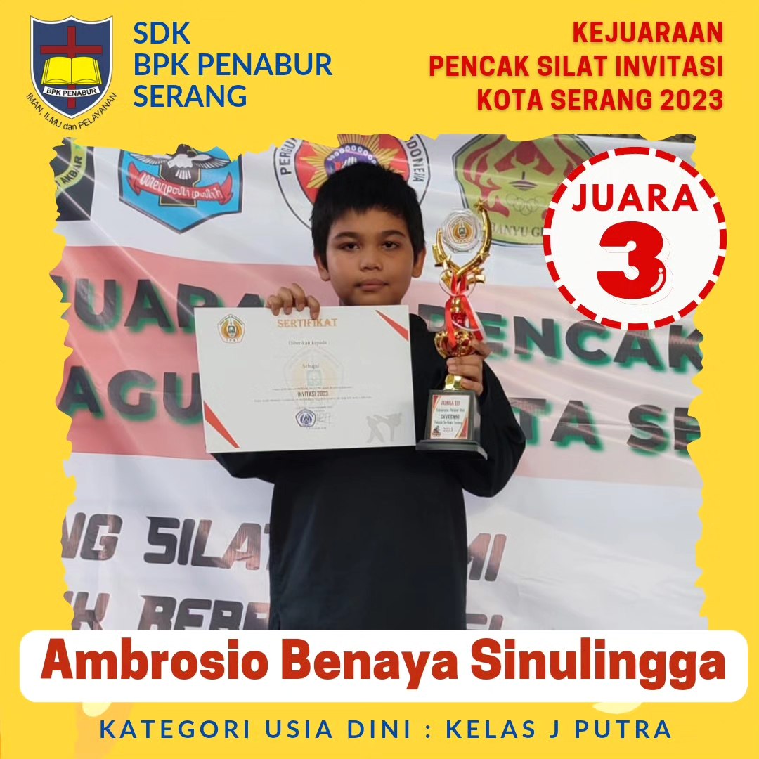 JUARA 3 KATEGORI KELAS USIA DINI : KELAS J PUTRA