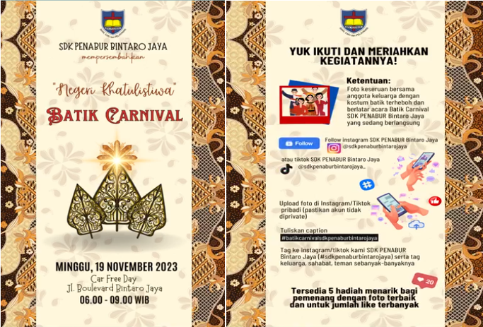 Batik Karnival SDK PENABUR Bintaro Jaya, Minggu, 19 November 2023
