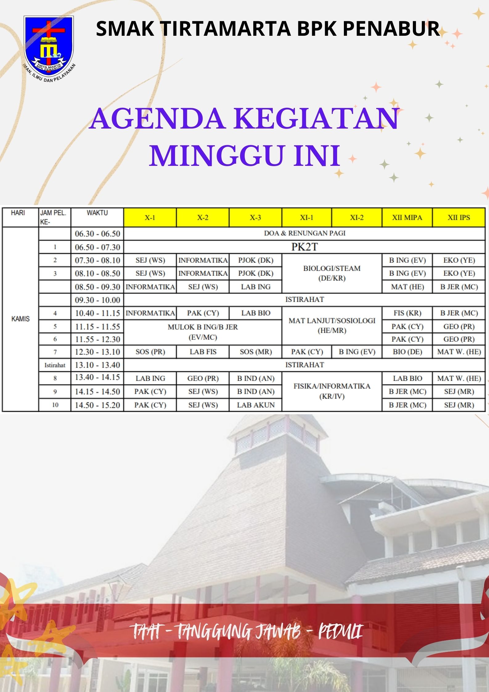 Jadwal Kamis, 29 Agustus 2024